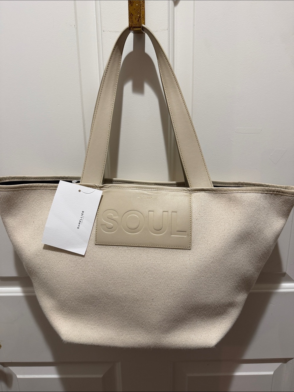 DEMELLIER LIMITED EDITION SOUL Canvas Tote Bag in Cream -